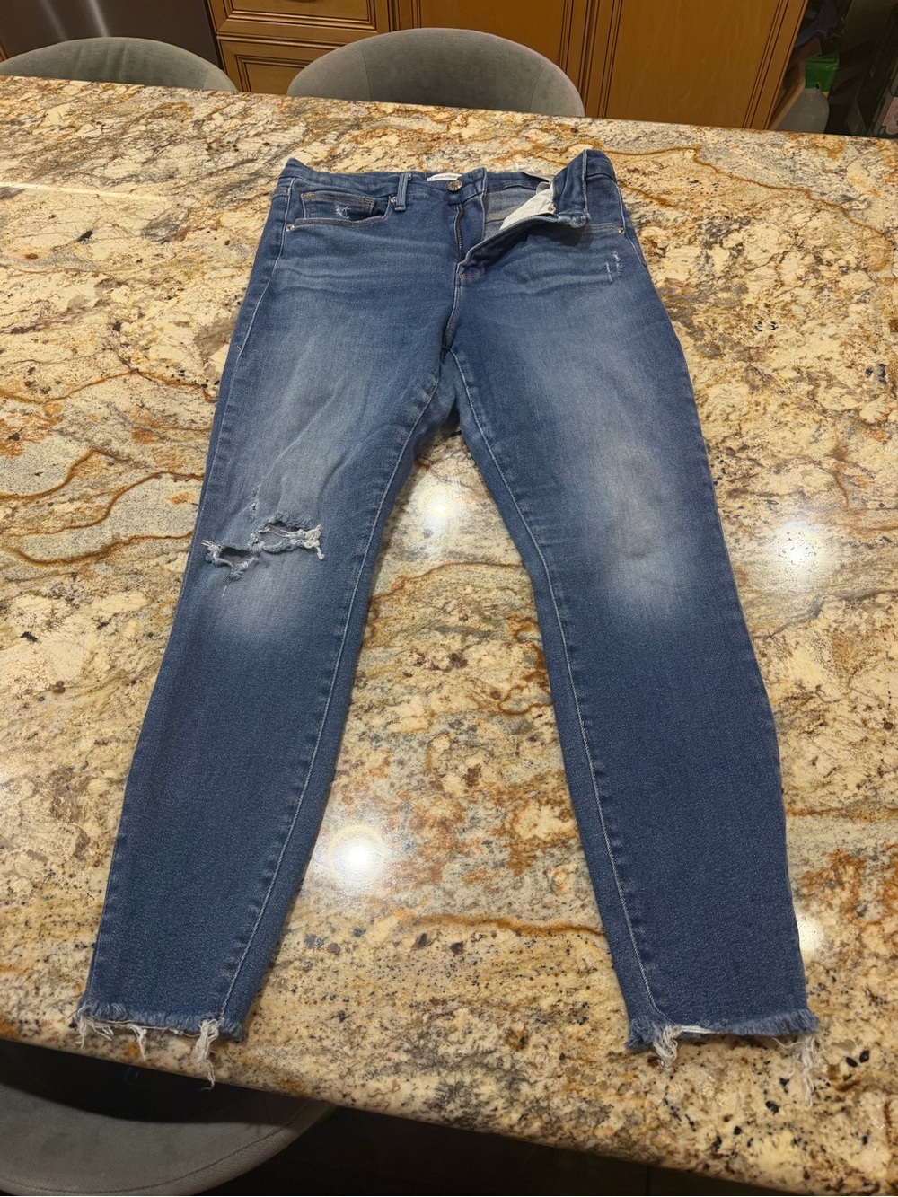 Good American Medium Blue Distressed Skinny Jeans